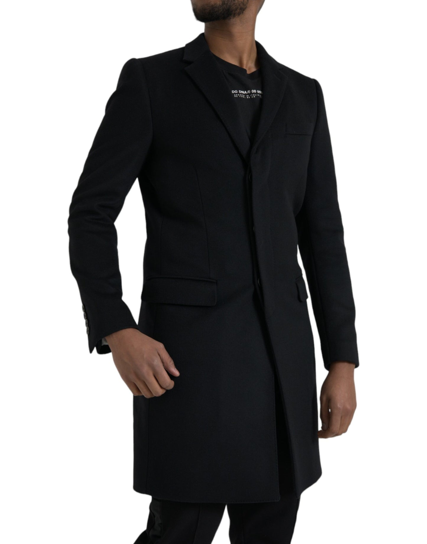 Dolce & Gabbana Sort Enkeltradet Trenchcoat Jakke