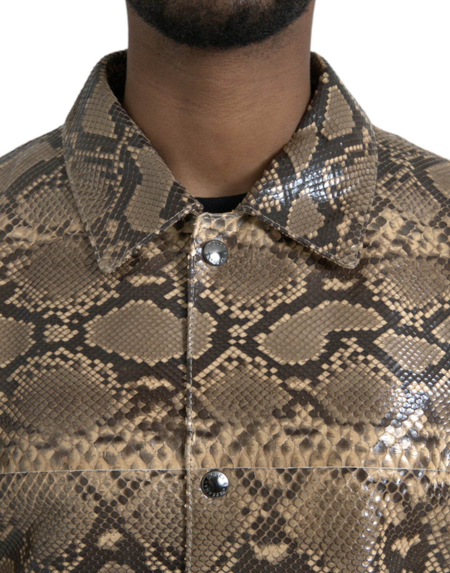 Dolce & Gabbana Beige eksotisk læder Biker Blouson-jakke