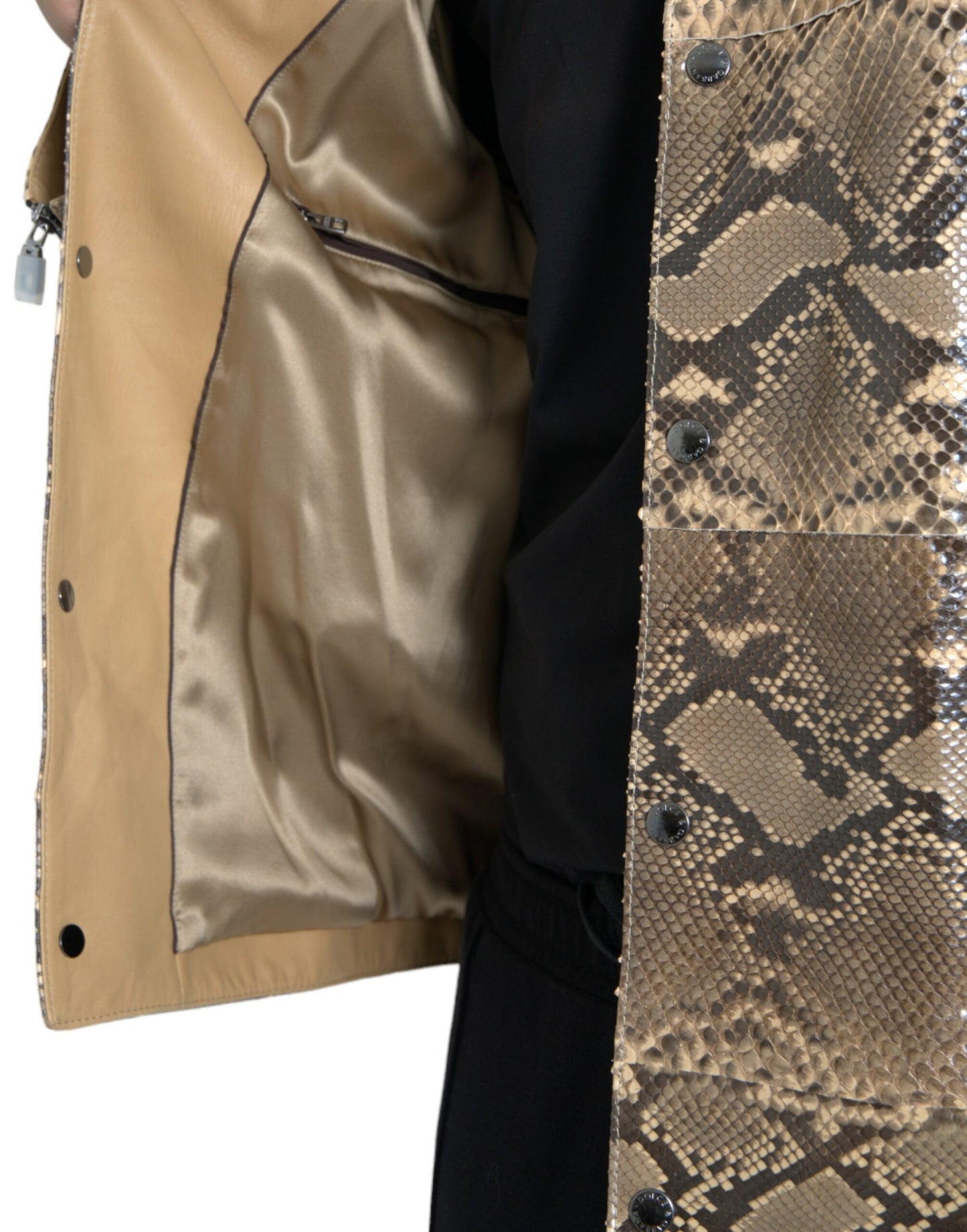 Dolce & Gabbana Beige eksotisk læder Biker Blouson-jakke