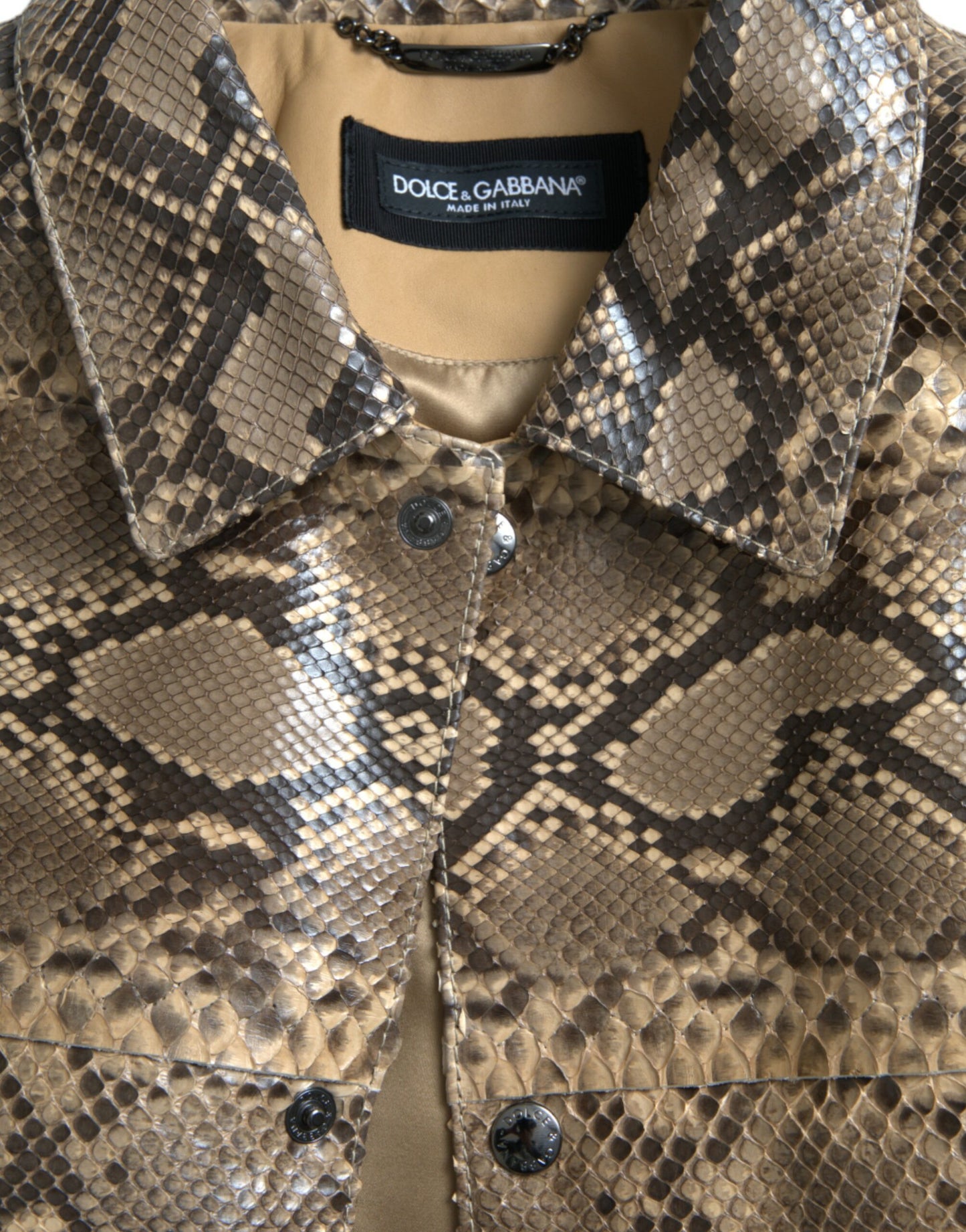 Dolce & Gabbana Beige eksotisk læder Biker Blouson-jakke