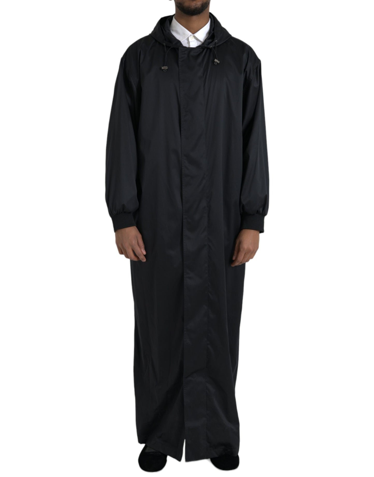 Dolce & Gabbana Sort Polyester Hættetrøje Lang Vindjakke