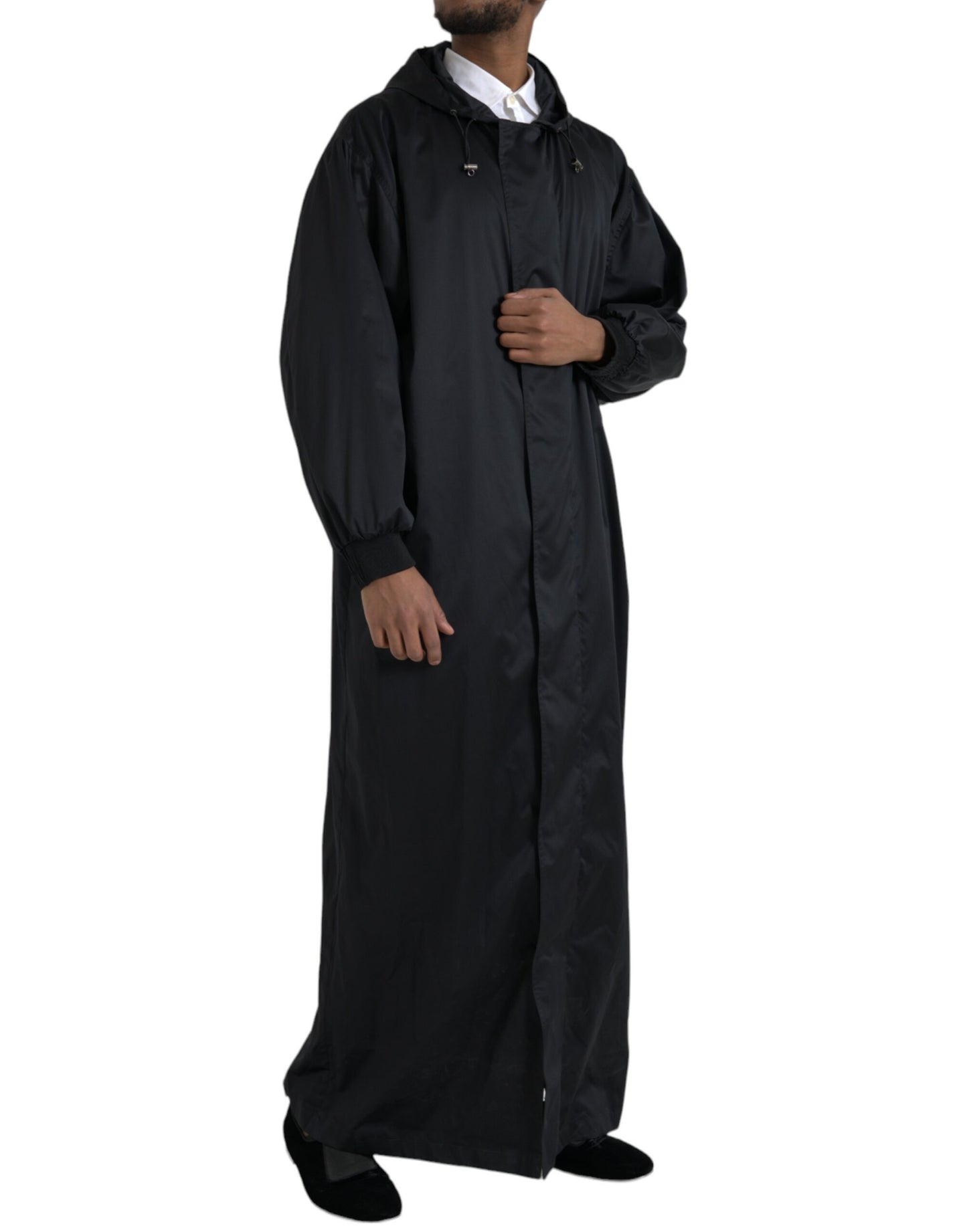 Dolce & Gabbana Sort Polyester Hættetrøje Lang Vindjakke