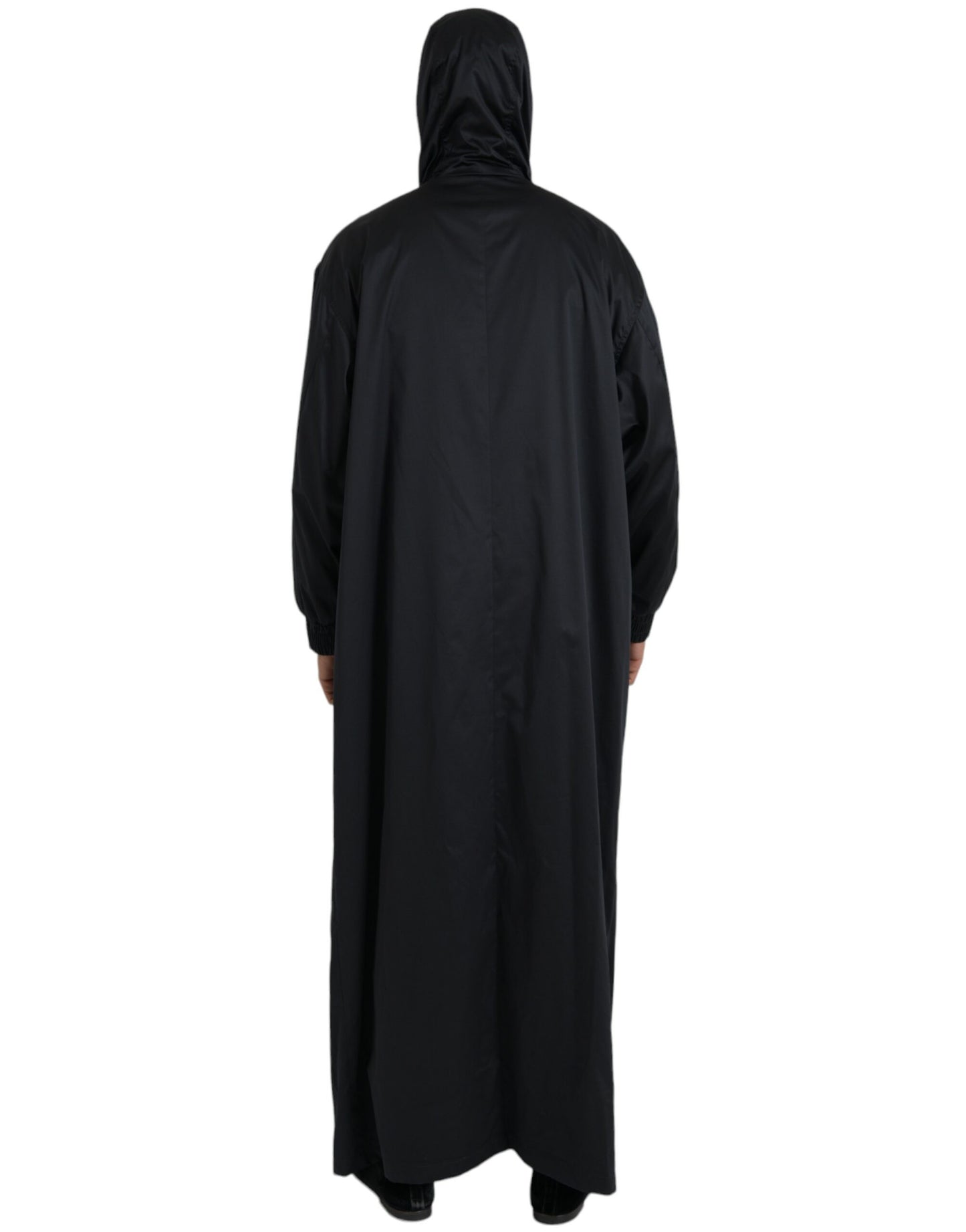 Dolce & Gabbana Sort Polyester Hættetrøje Lang Vindjakke