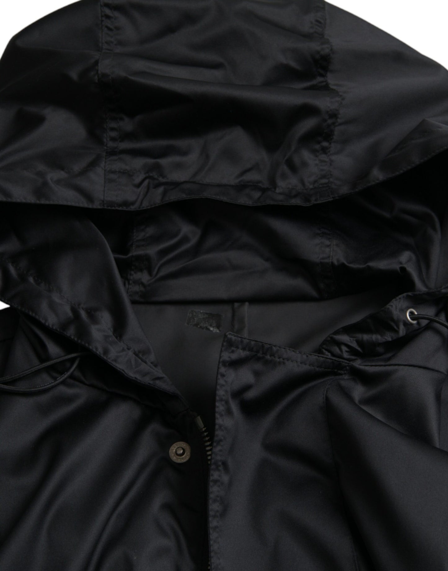 Dolce & Gabbana Sort Polyester Hættetrøje Lang Vindjakke