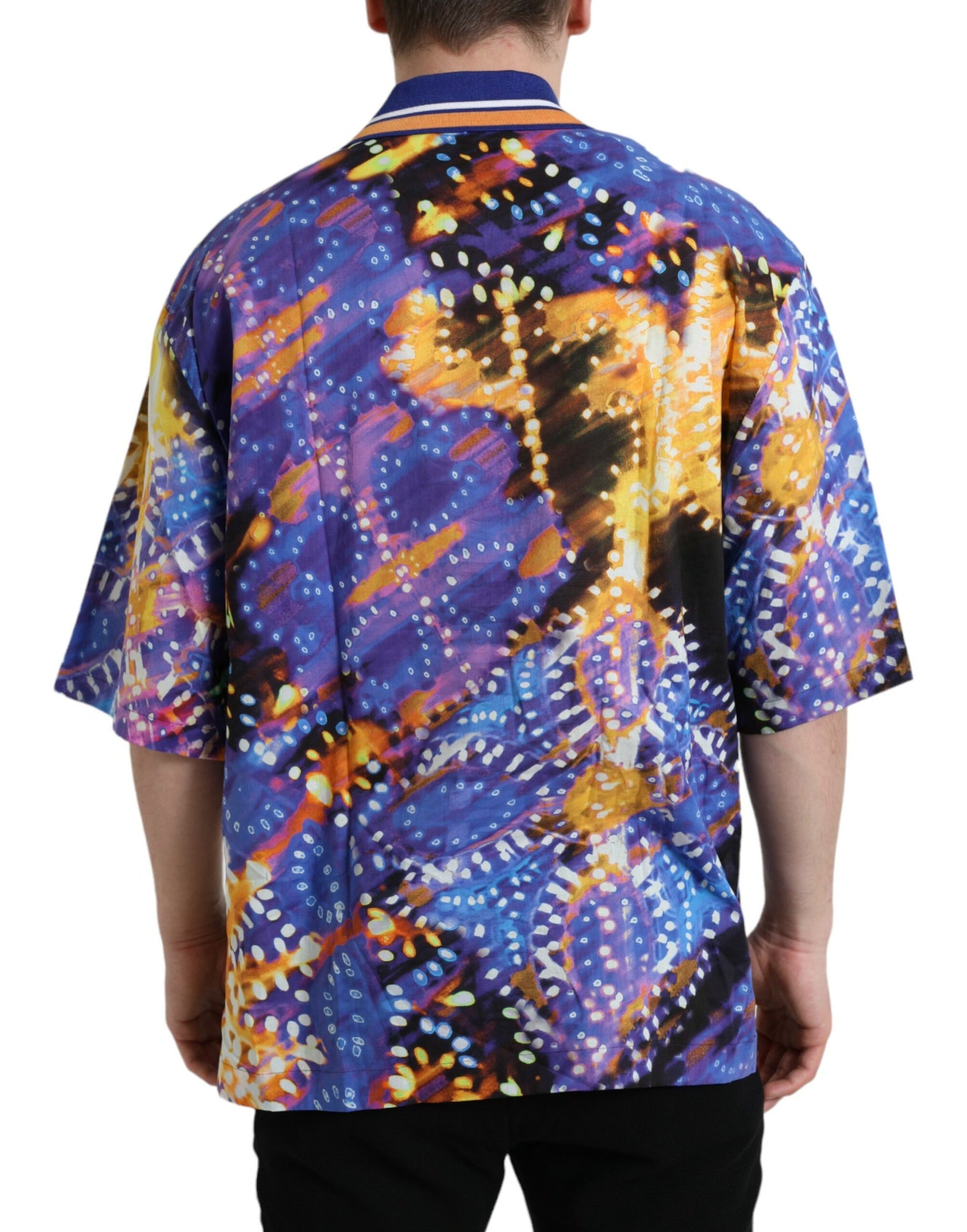Dolce & Gabbana Multicolor Luminarie Print Bomuld Casual skjorte