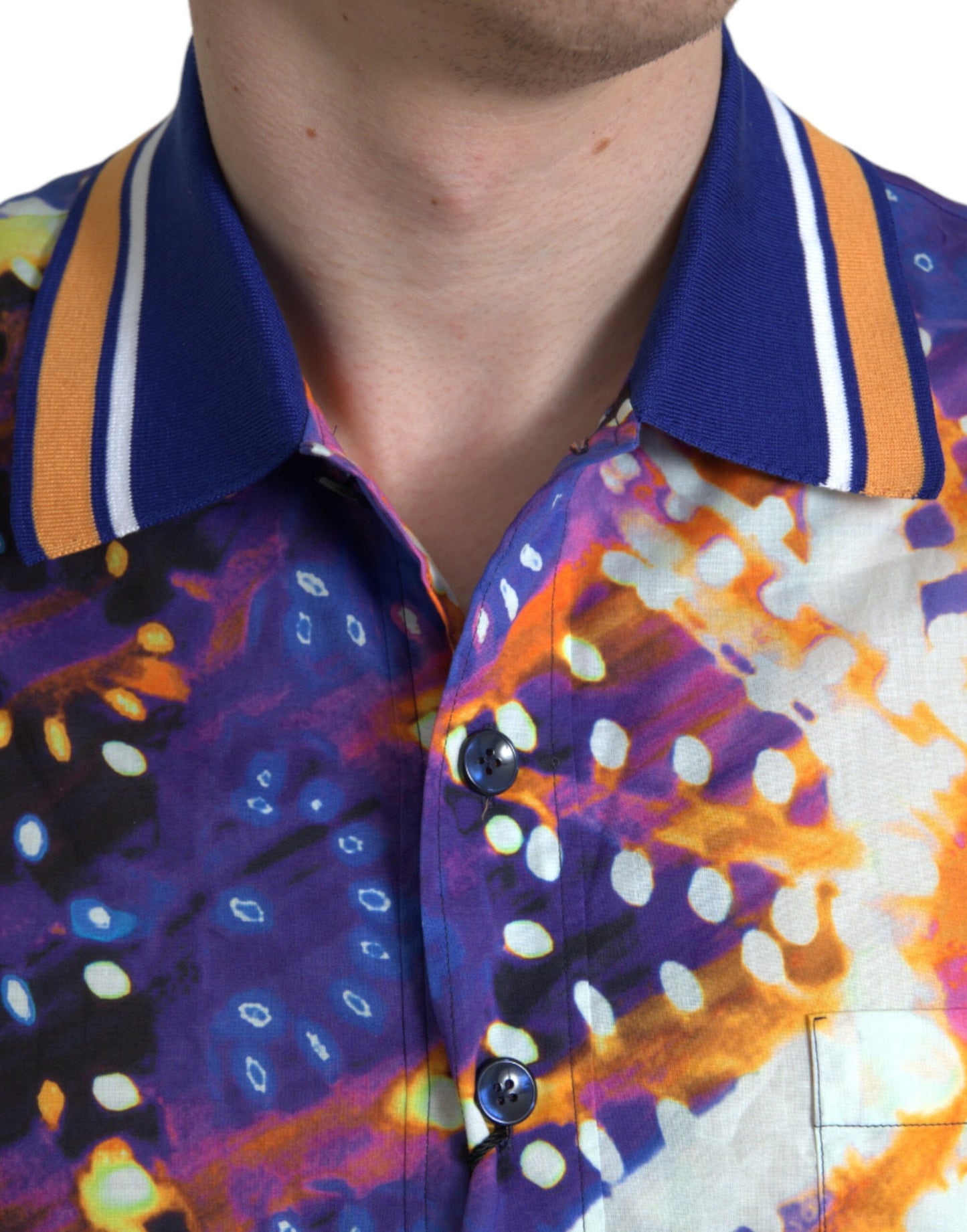 Dolce & Gabbana Multicolor Luminarie Print Bomuld Casual skjorte