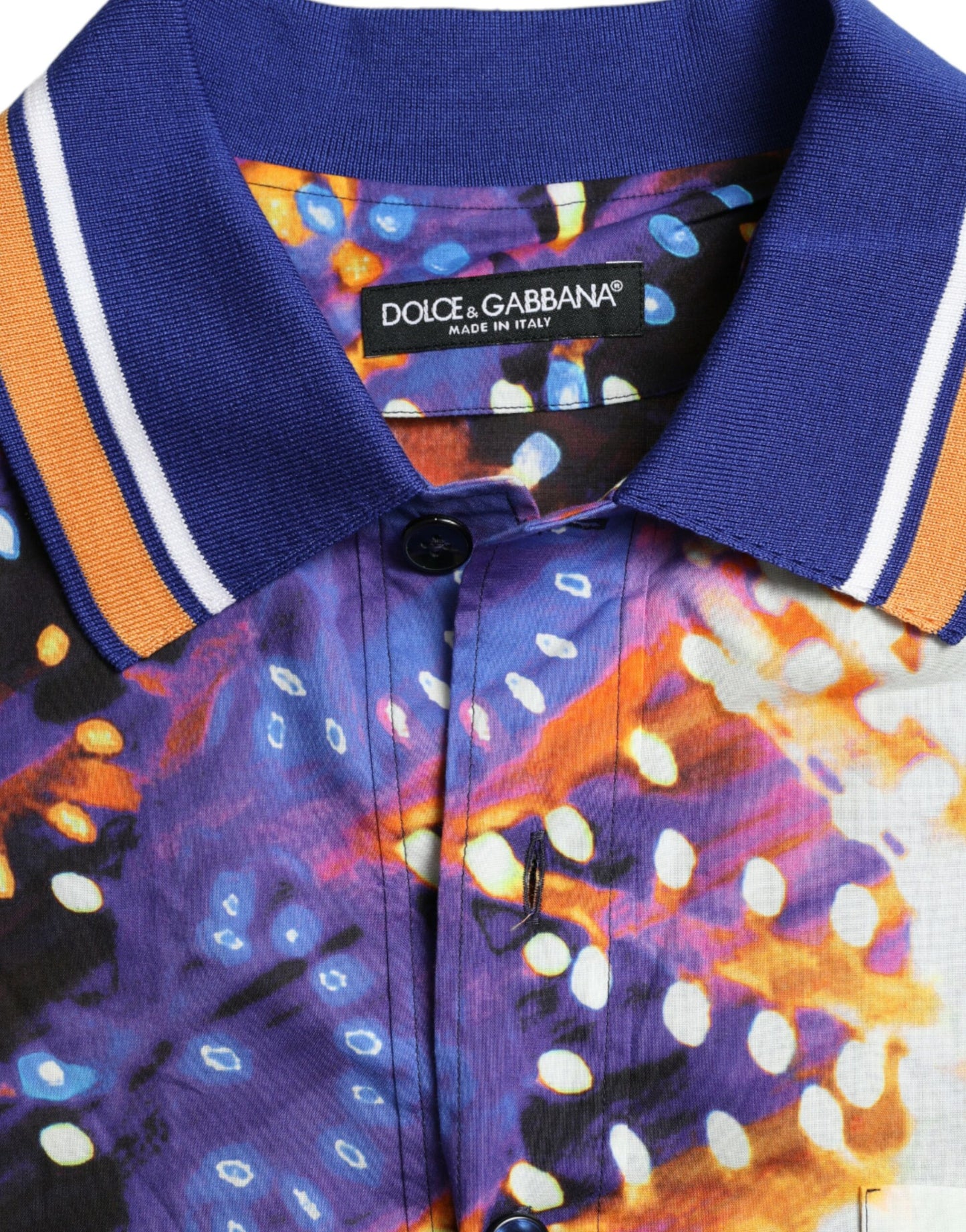 Dolce & Gabbana Multicolor Luminarie Print Bomuld Casual skjorte