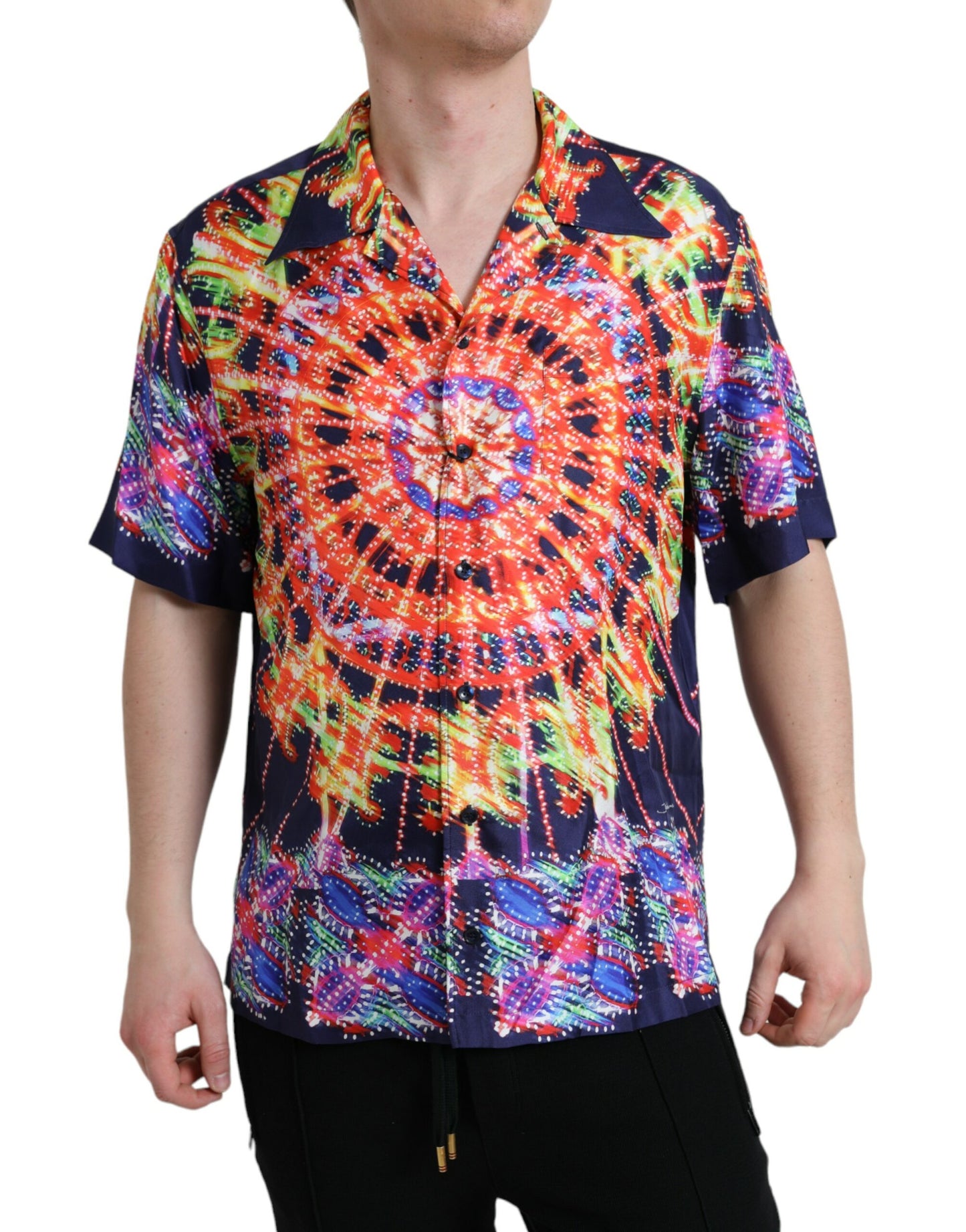 Dolce & Gabbana Multicolor Luminarie Silk Casual skjorte