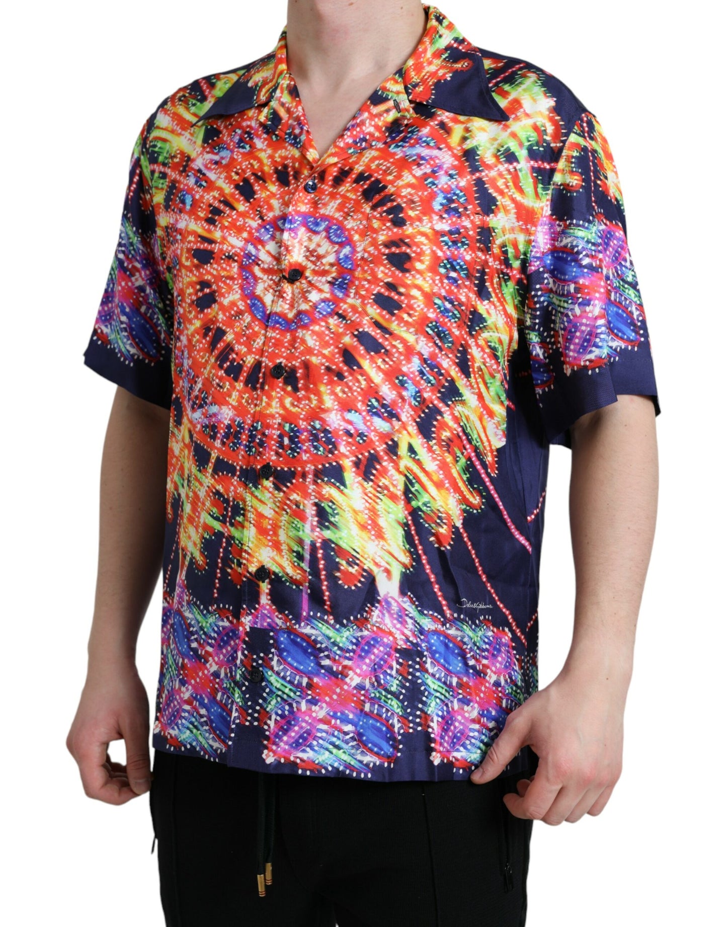 Dolce & Gabbana Multicolor Luminarie Silk Casual skjorte