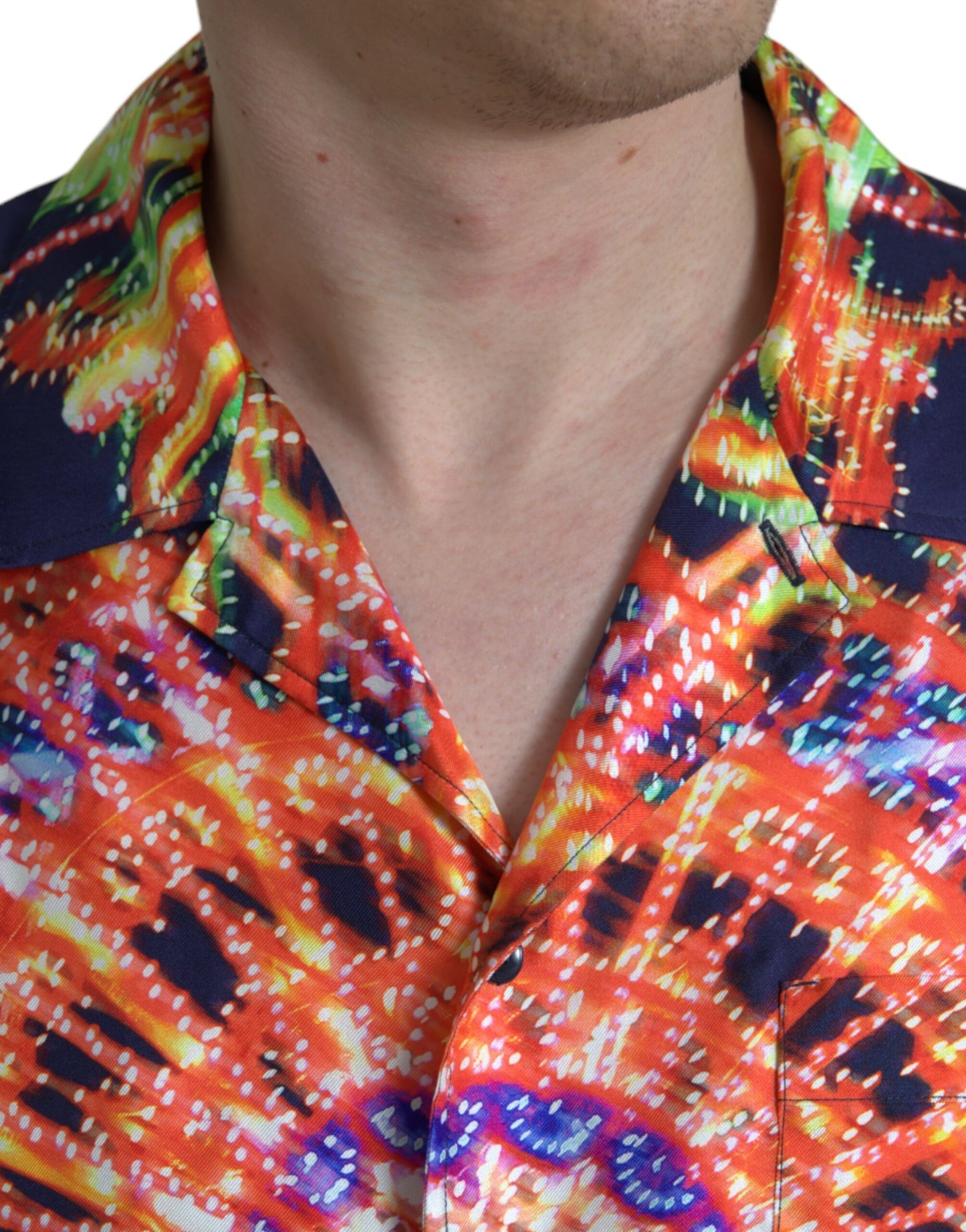 Dolce & Gabbana Multicolor Luminarie Silk Casual skjorte