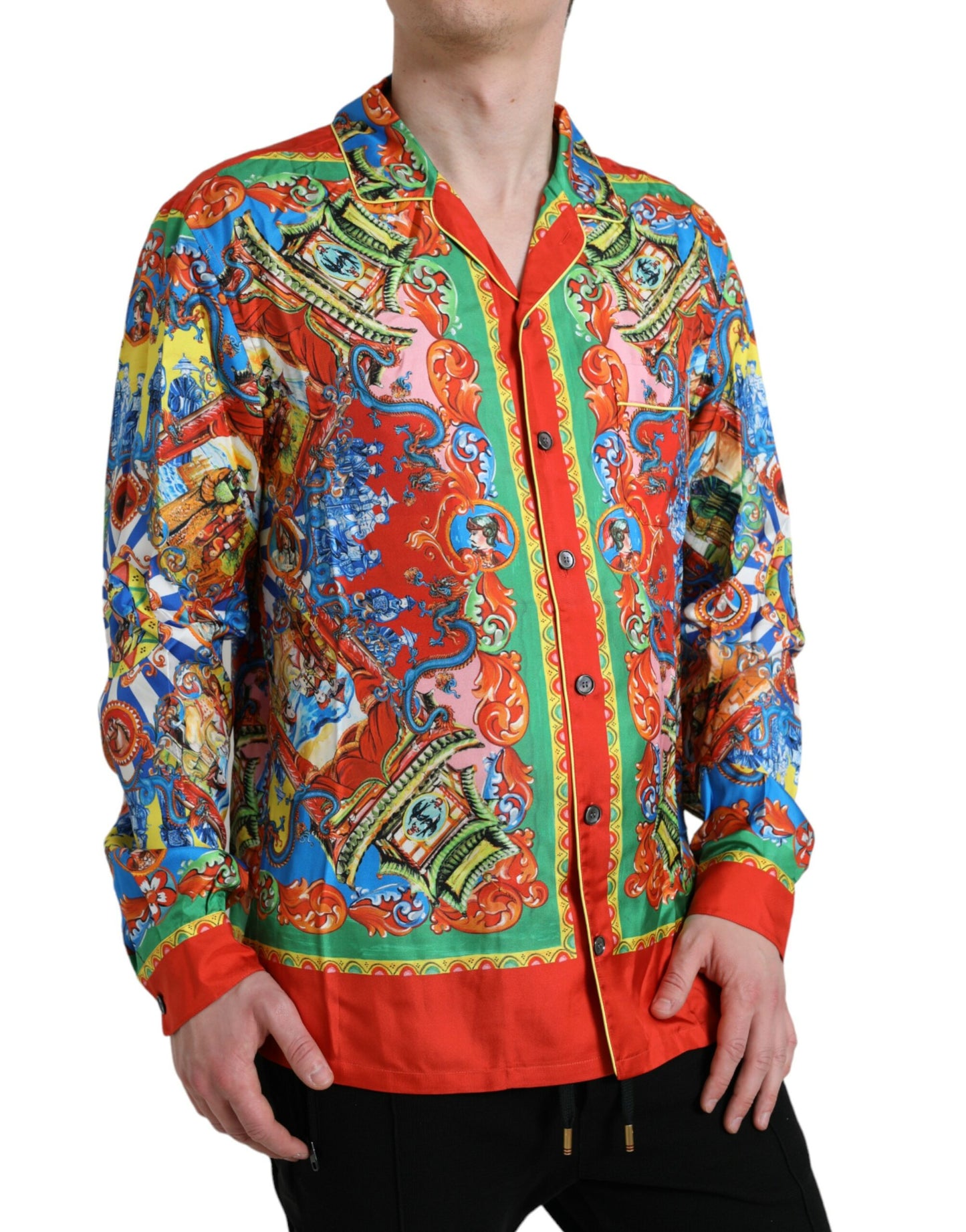 Dolce & Gabbana Flerfarvet Mønstret Button Down Casual Skjorte