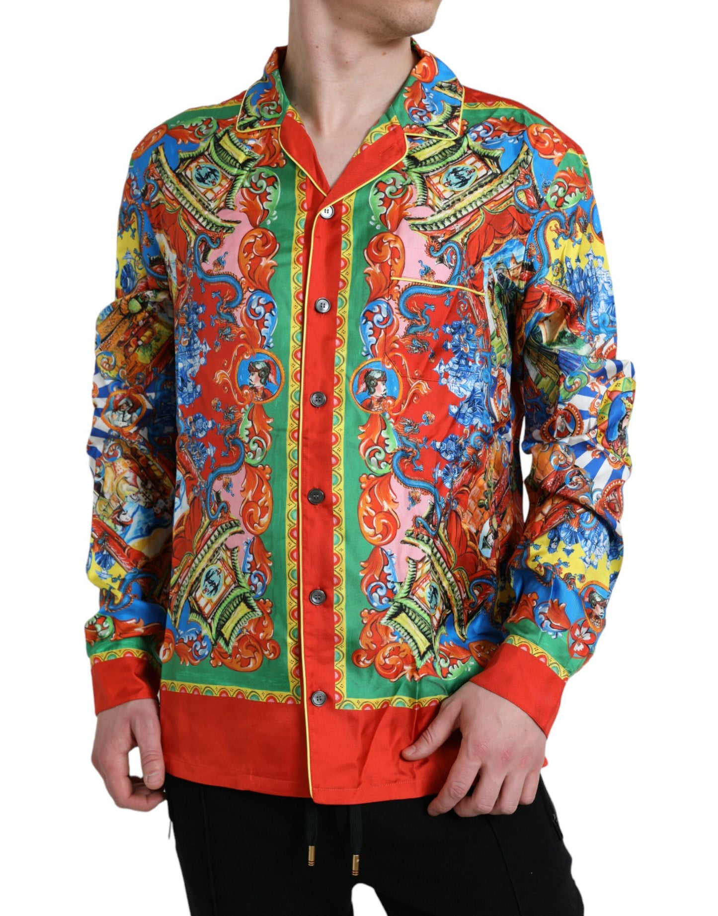 Dolce & Gabbana Flerfarvet Mønstret Button Down Casual Skjorte