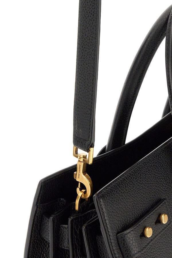 Saint Laurent sort kalvelæder Sac De Jour håndtaske