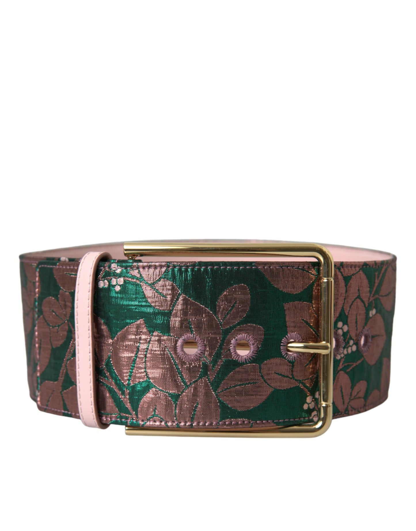 Dolce & Gabbana Flerfarvet Blomsterjacquard Lurex Bælte med Guldspænde