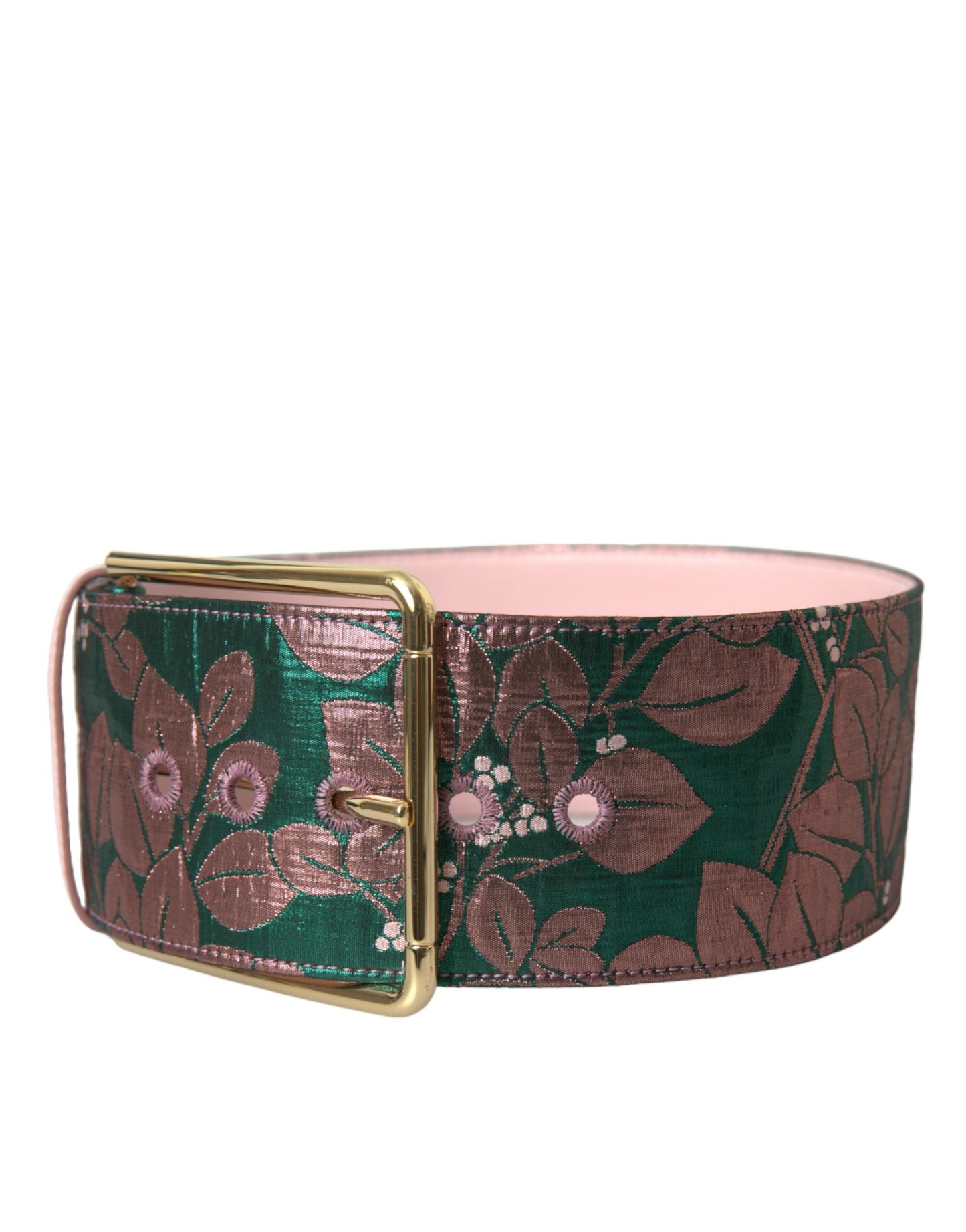 Dolce & Gabbana Flerfarvet Blomsterjacquard Lurex Bælte med Guldspænde