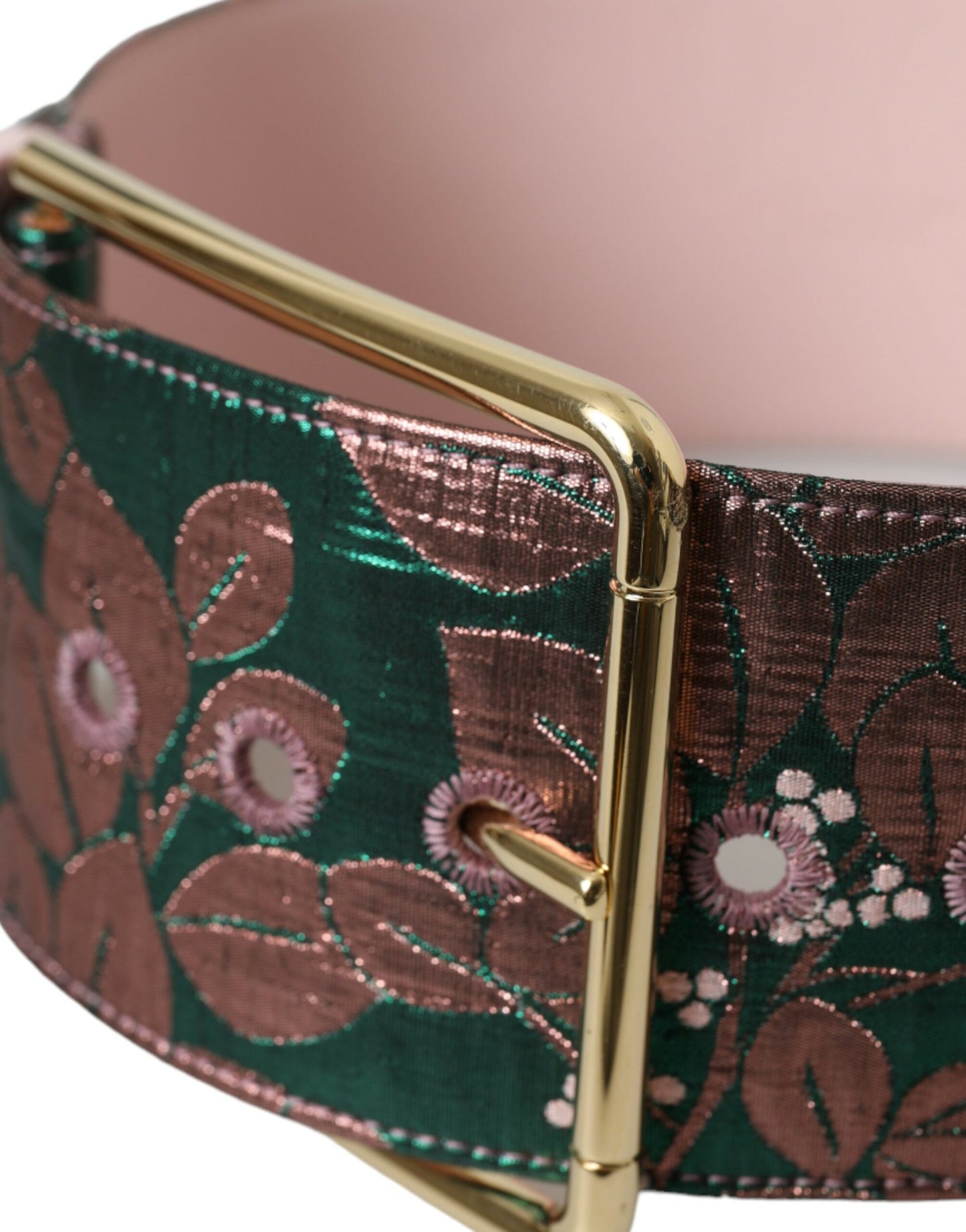 Dolce & Gabbana Flerfarvet Blomsterjacquard Lurex Bælte med Guldspænde