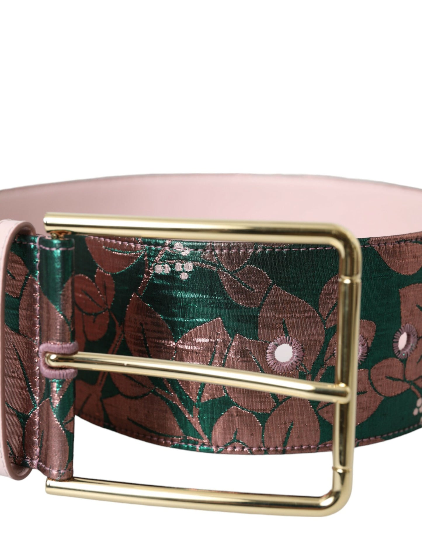 Dolce & Gabbana Flerfarvet Blomsterjacquard Lurex Bælte med Guldspænde
