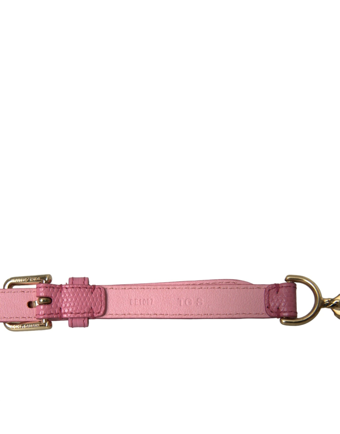 Dolce & Gabbana Pink Læderbælte med Krystalkæde og Udsmykning