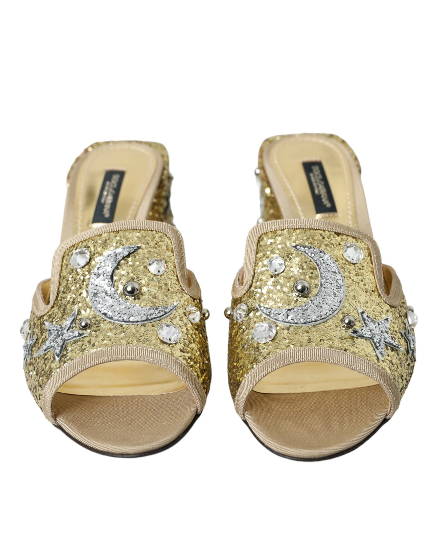 Dolce & Gabbana Guld Pailletter Læder Sandaler Sko
