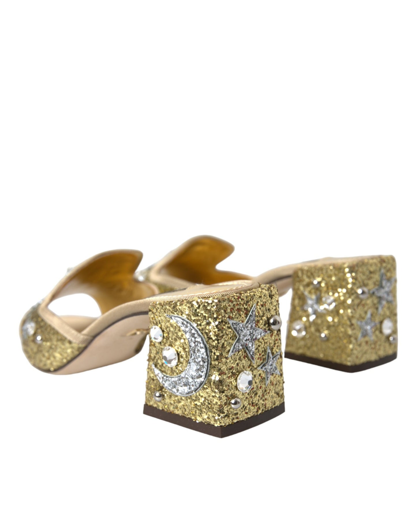 Dolce & Gabbana Guld Pailletter Læder Sandaler Sko