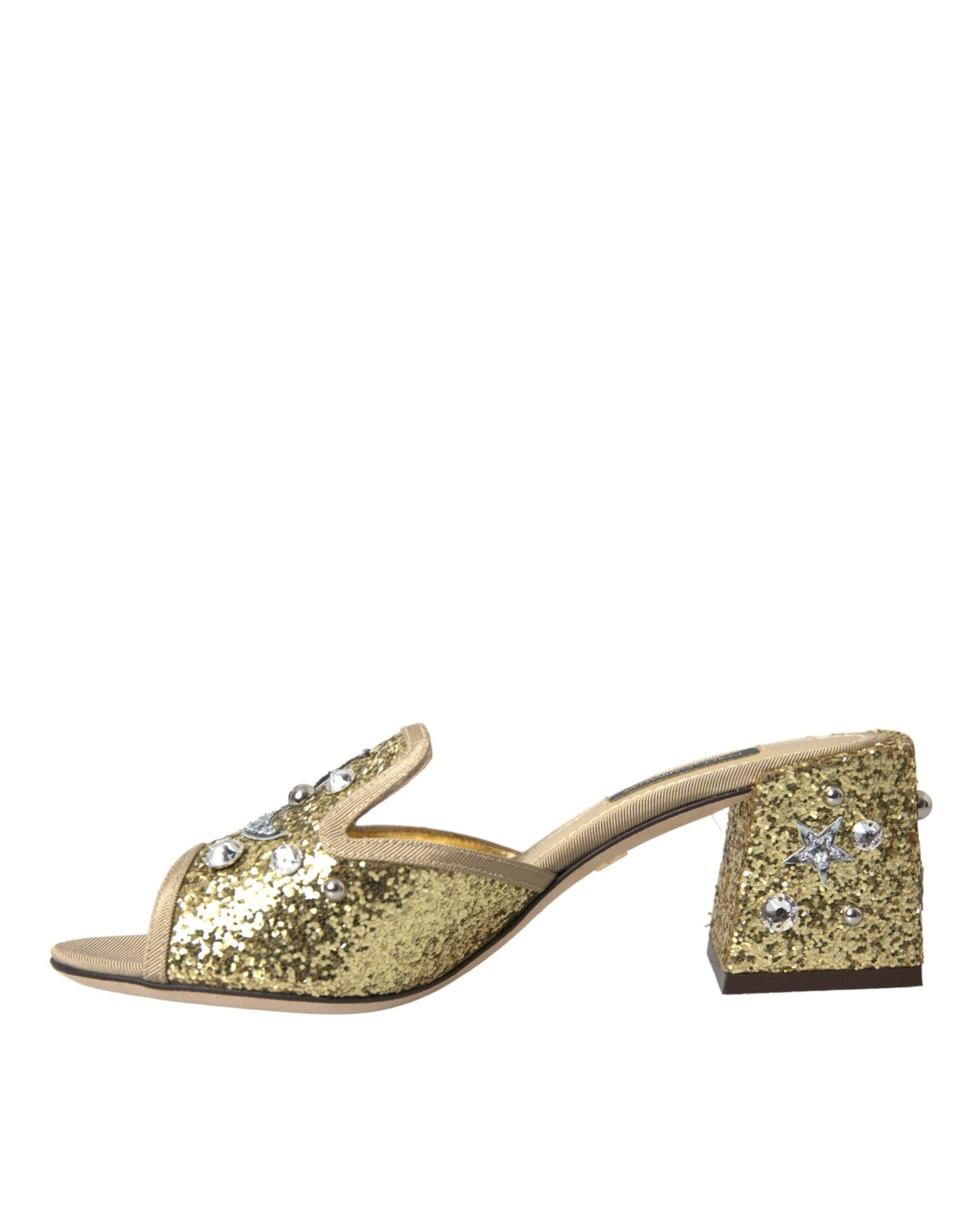 Dolce & Gabbana Guld Pailletter Læder Sandaler Sko