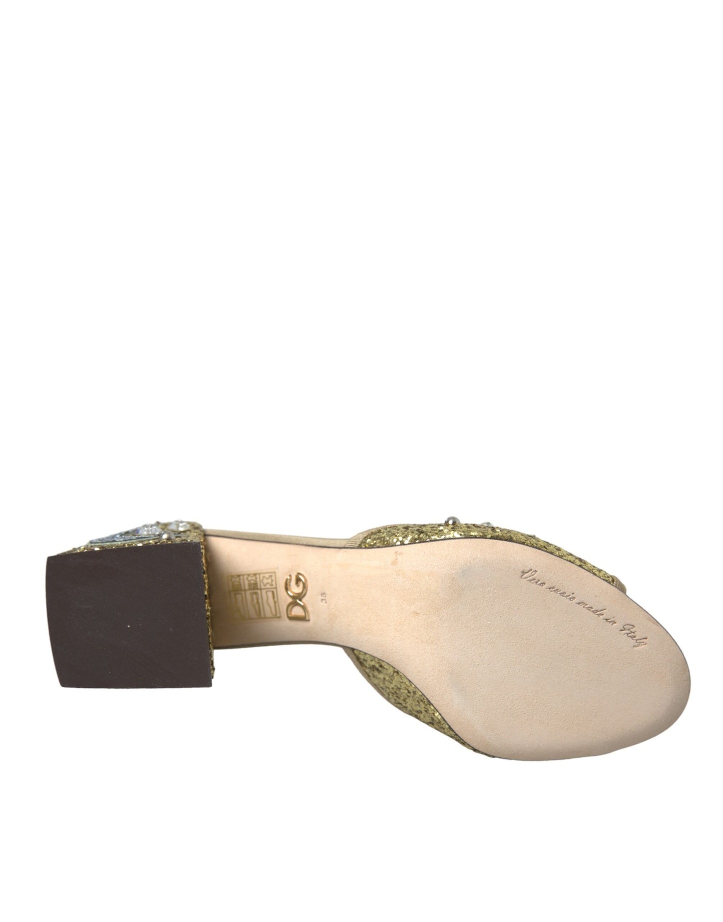 Dolce & Gabbana Guld Pailletter Læder Sandaler Sko