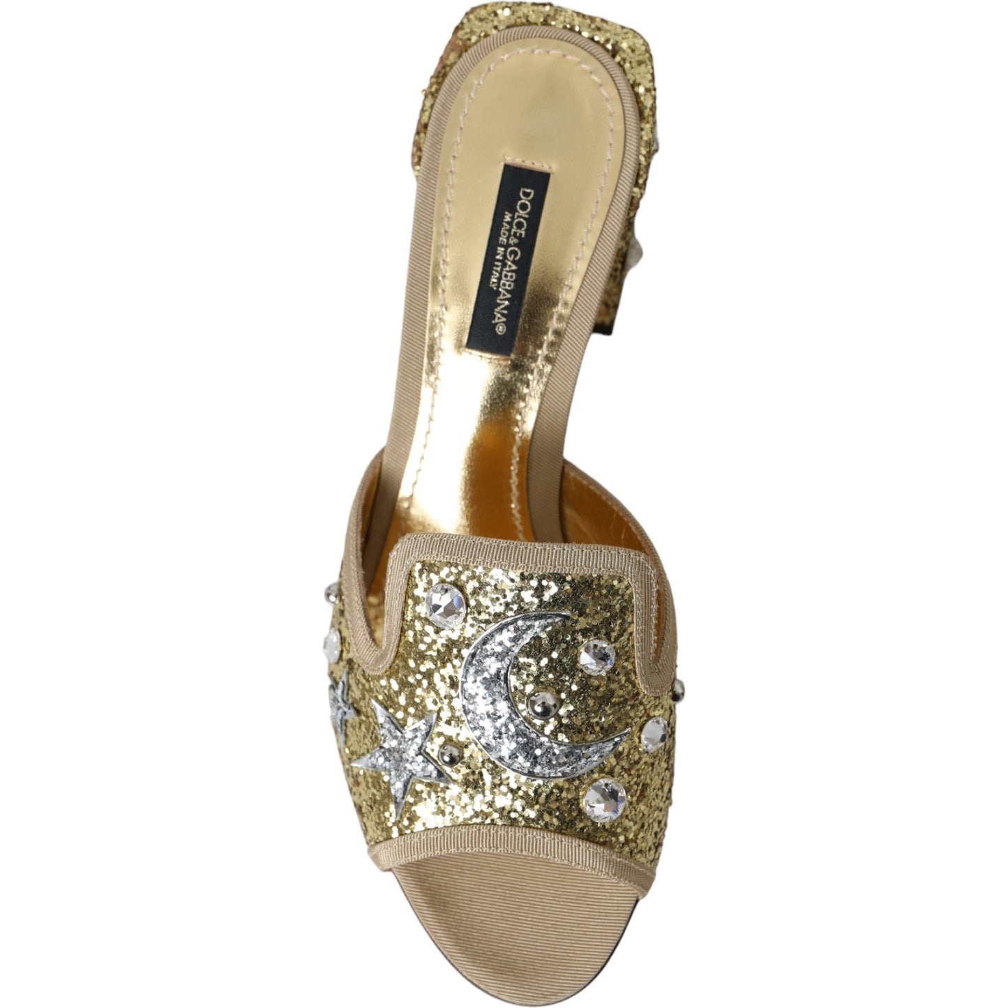 Dolce & Gabbana Guld Pailletter Læder Sandaler Sko