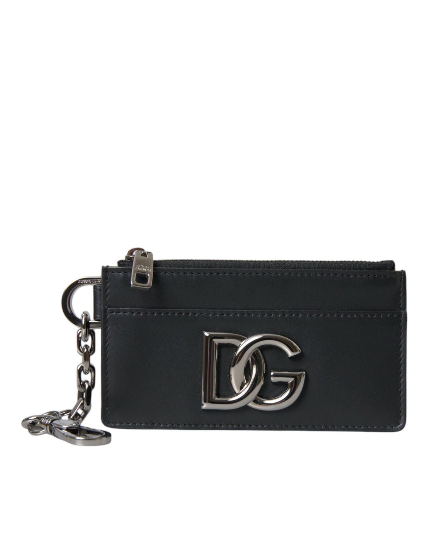 Dolce & Gabbana Sort Kalveskind Læder DG Logo Kortholder Herre Pung