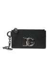 Dolce & Gabbana Sort Kalveskind Læder DG Logo Kortholder Herre Pung