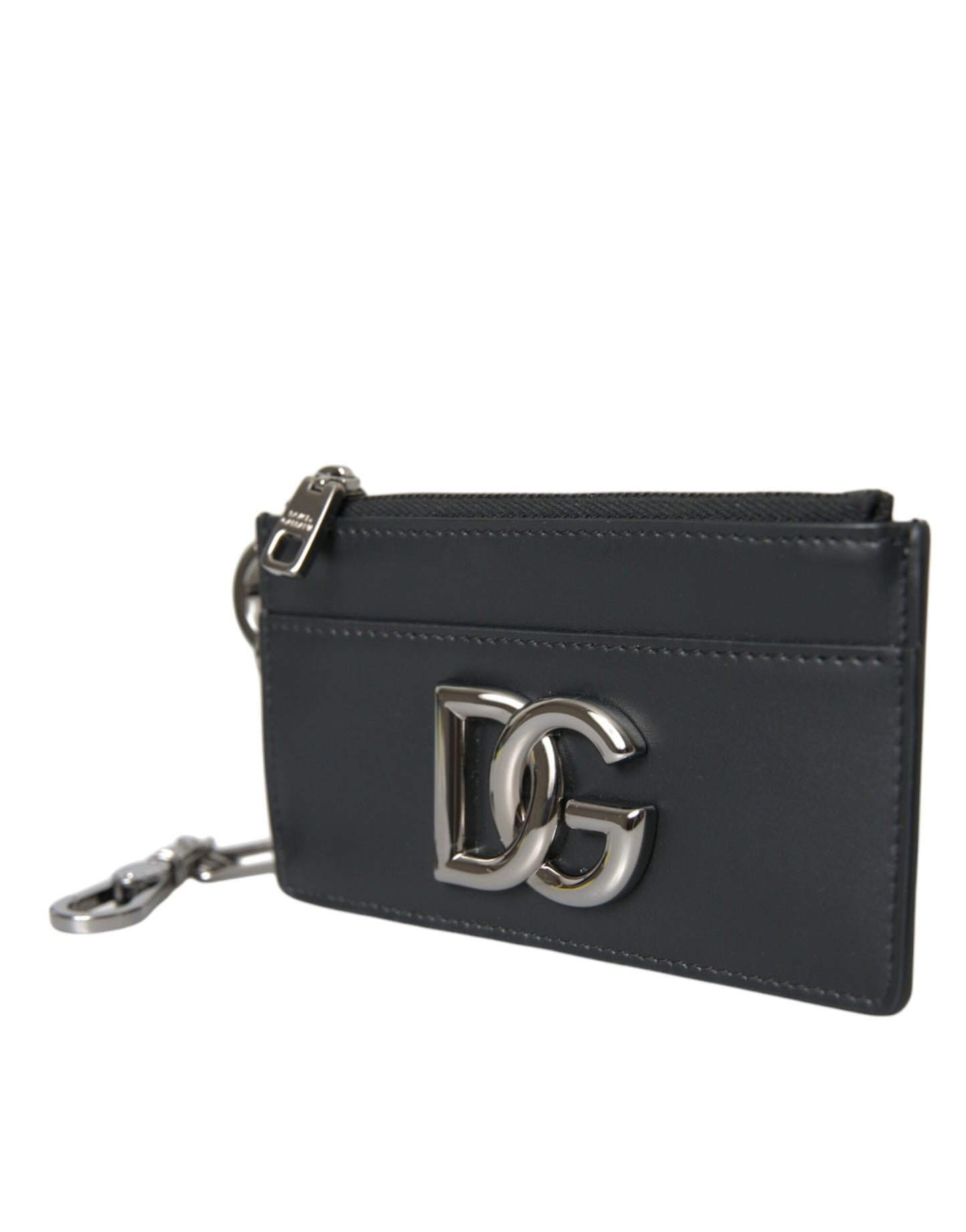 Dolce & Gabbana Sort Kalveskind Læder DG Logo Kortholder Herre Pung