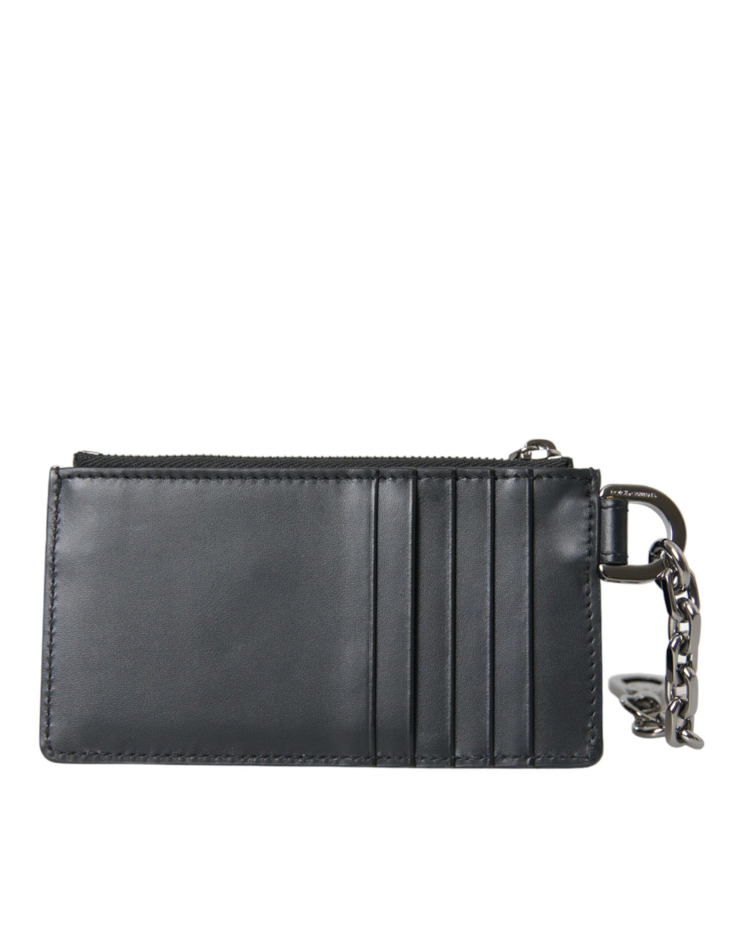 Dolce & Gabbana Sort Kalveskind Læder DG Logo Kortholder Herre Pung