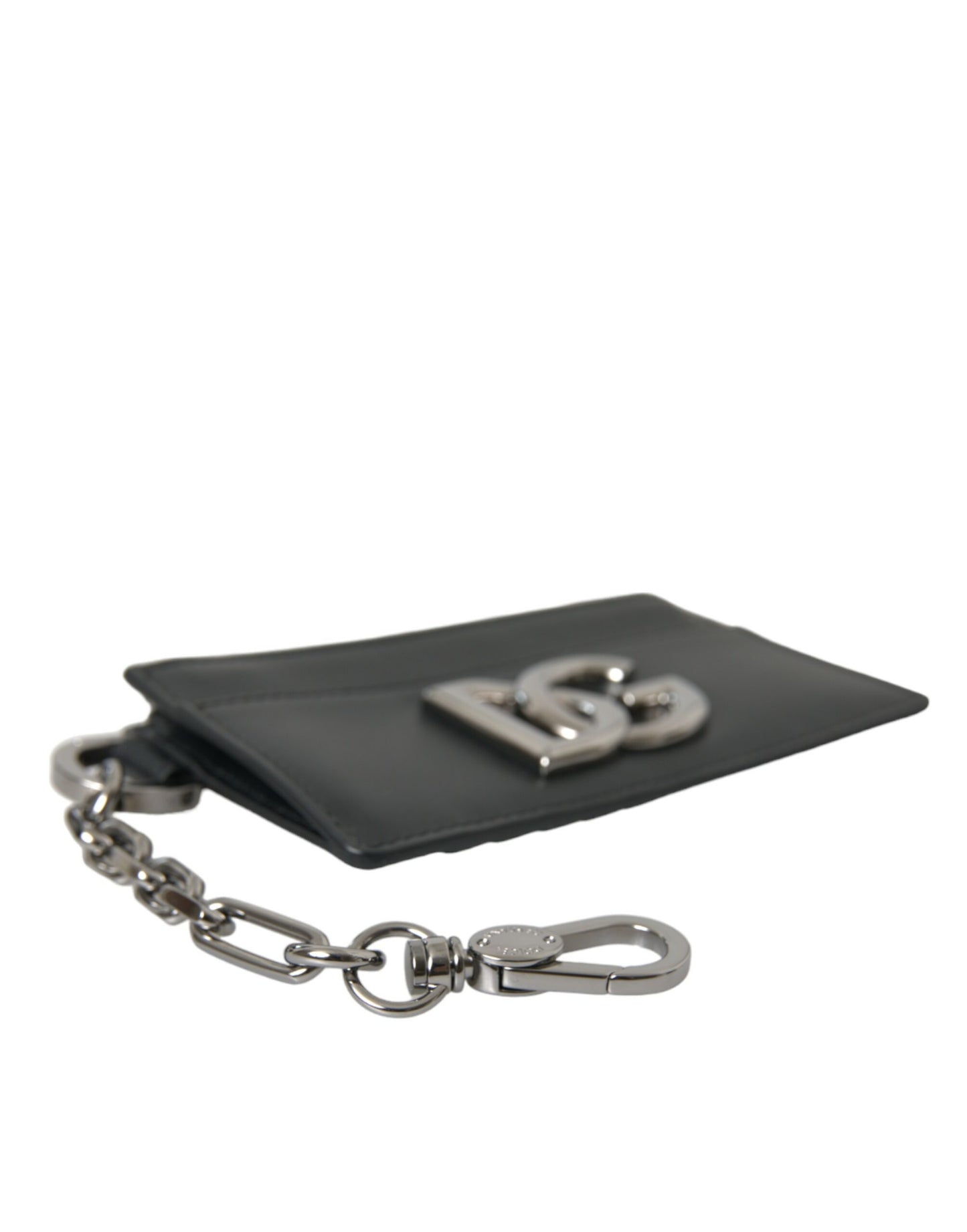 Dolce & Gabbana Sort Kalveskind Læder DG Logo Kortholder Herre Pung