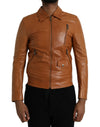 Dolce & Gabbana Brun Lammeskind Blouson Jakke med Lynlås
