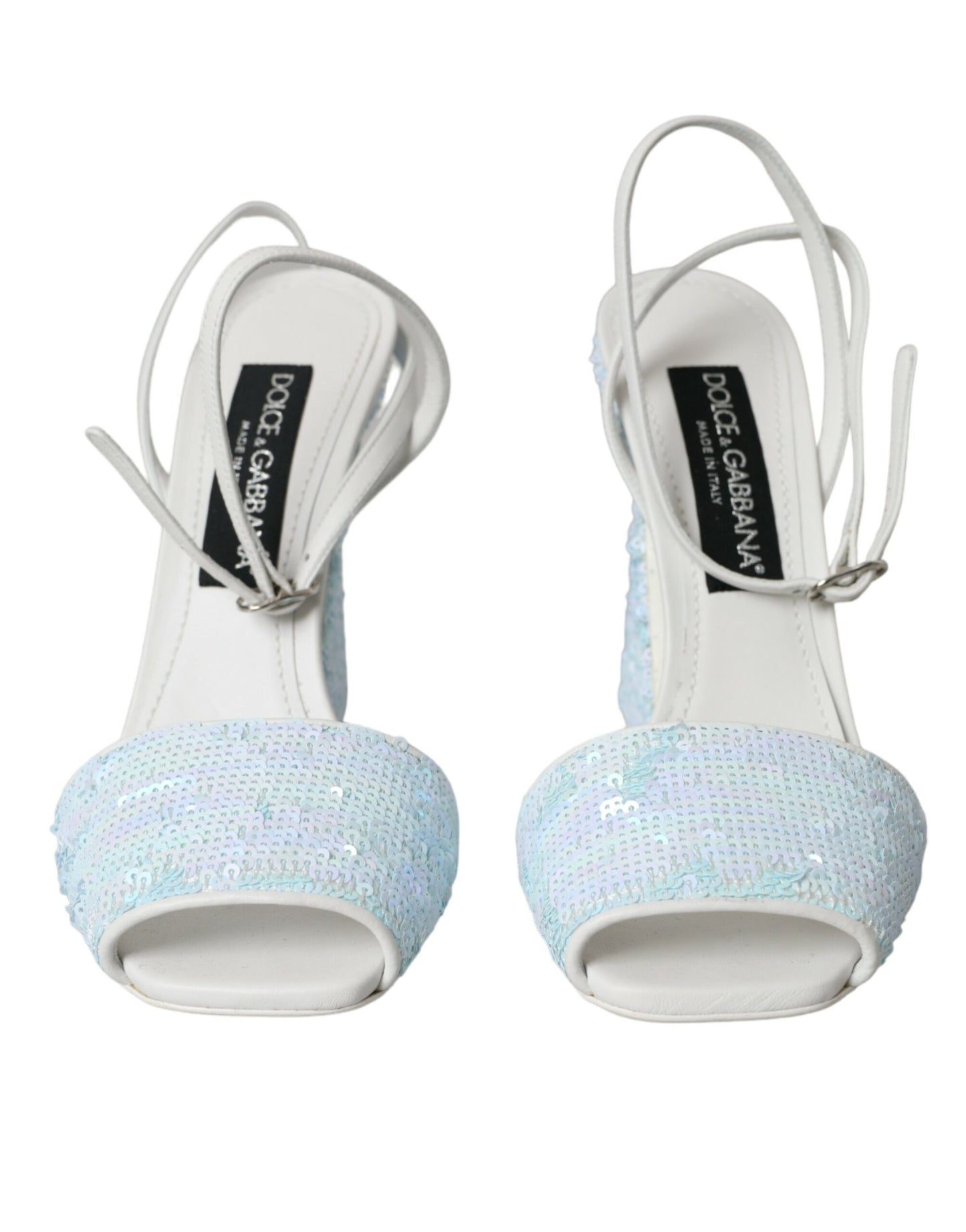 Dolce & Gabbana Lyseblå Paillet Sandaler Med Ankelrem Sko