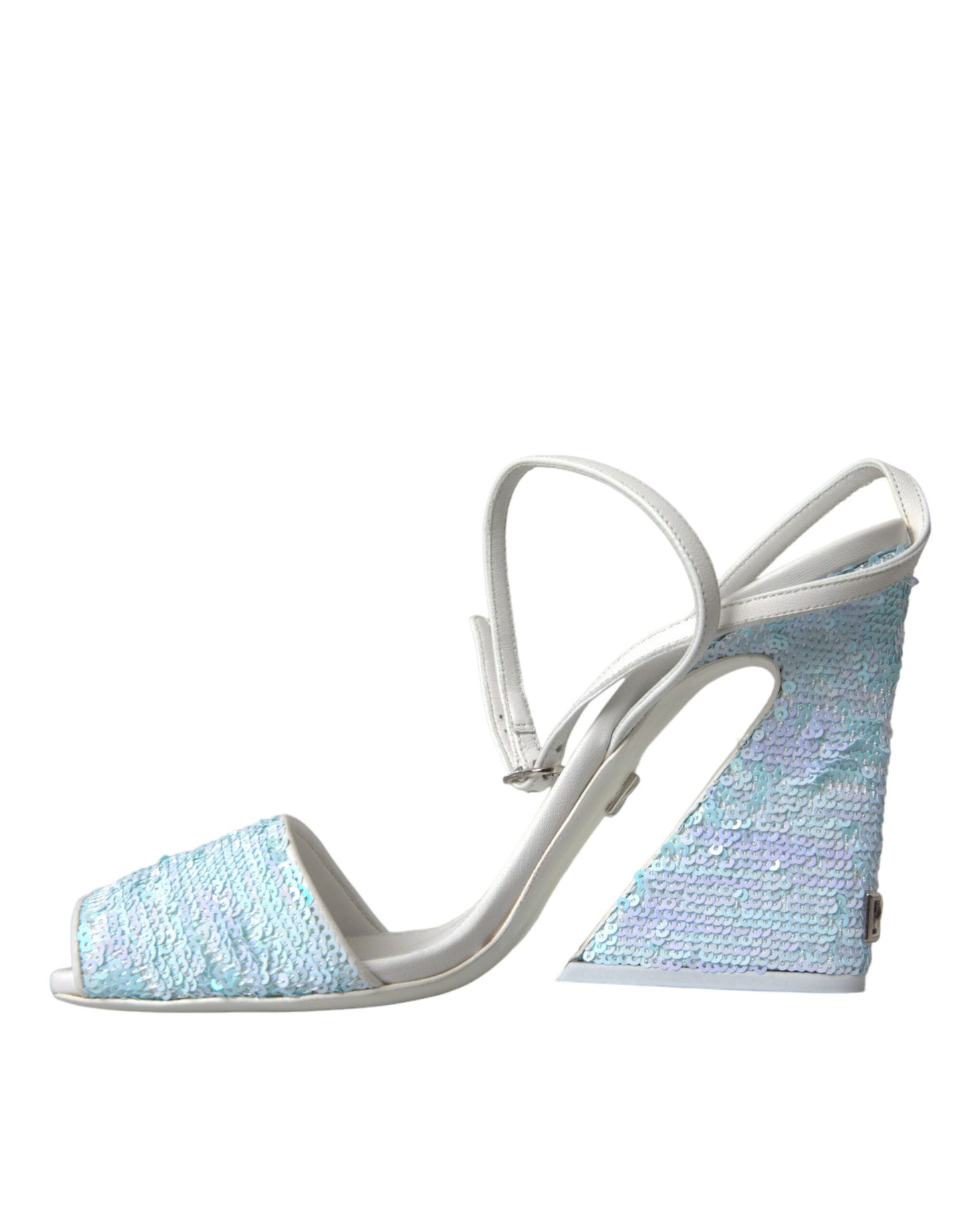 Dolce & Gabbana Lyseblå Paillet Sandaler Med Ankelrem Sko