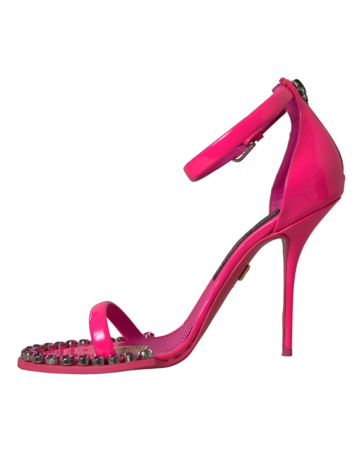 Dolce & Gabbana Pink Læder Sandaler med Krystalhæle