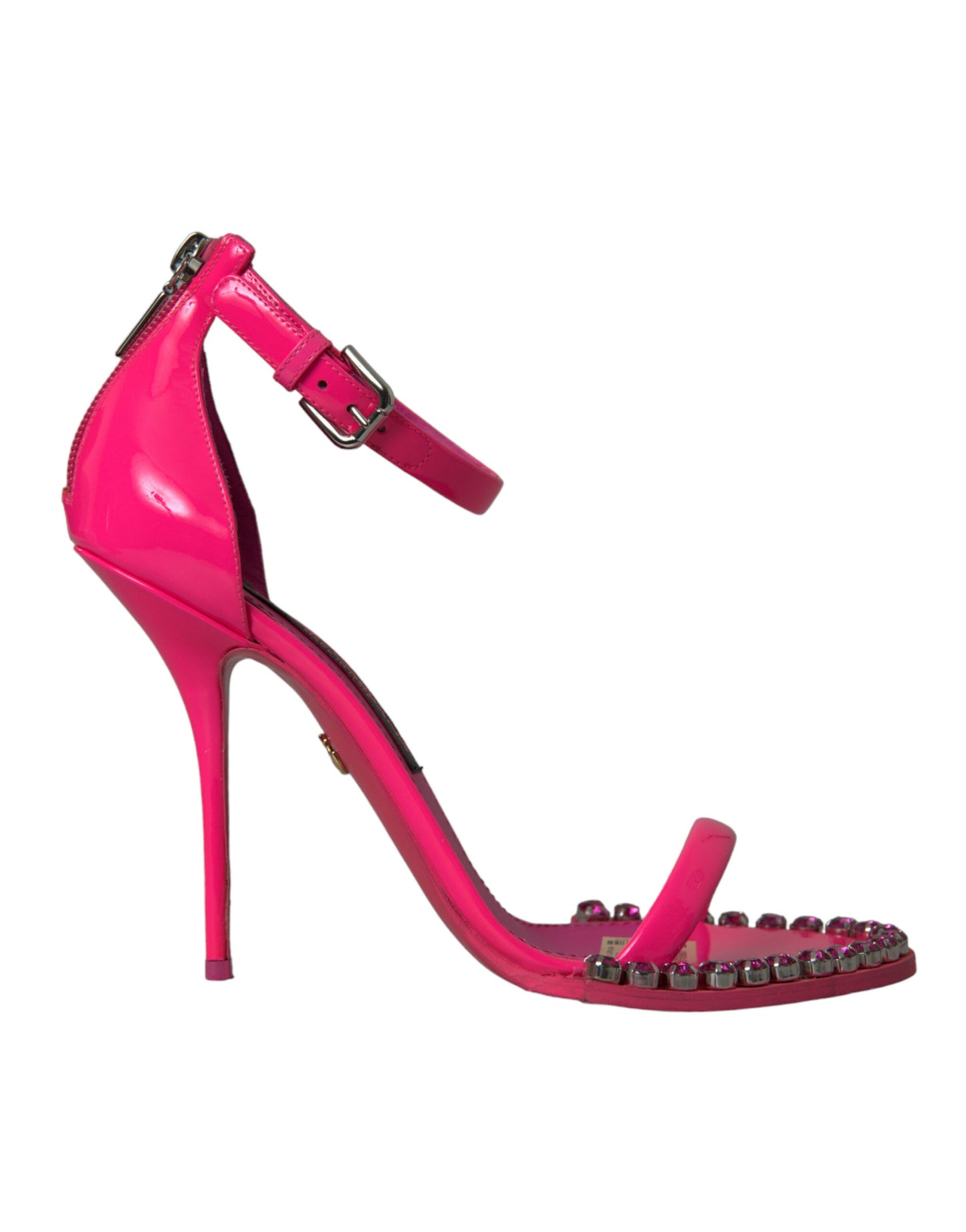 Dolce & Gabbana Pink Læder Sandaler med Krystalhæle