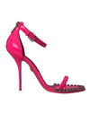 Dolce & Gabbana Pink Læder Sandaler med Krystalhæle
