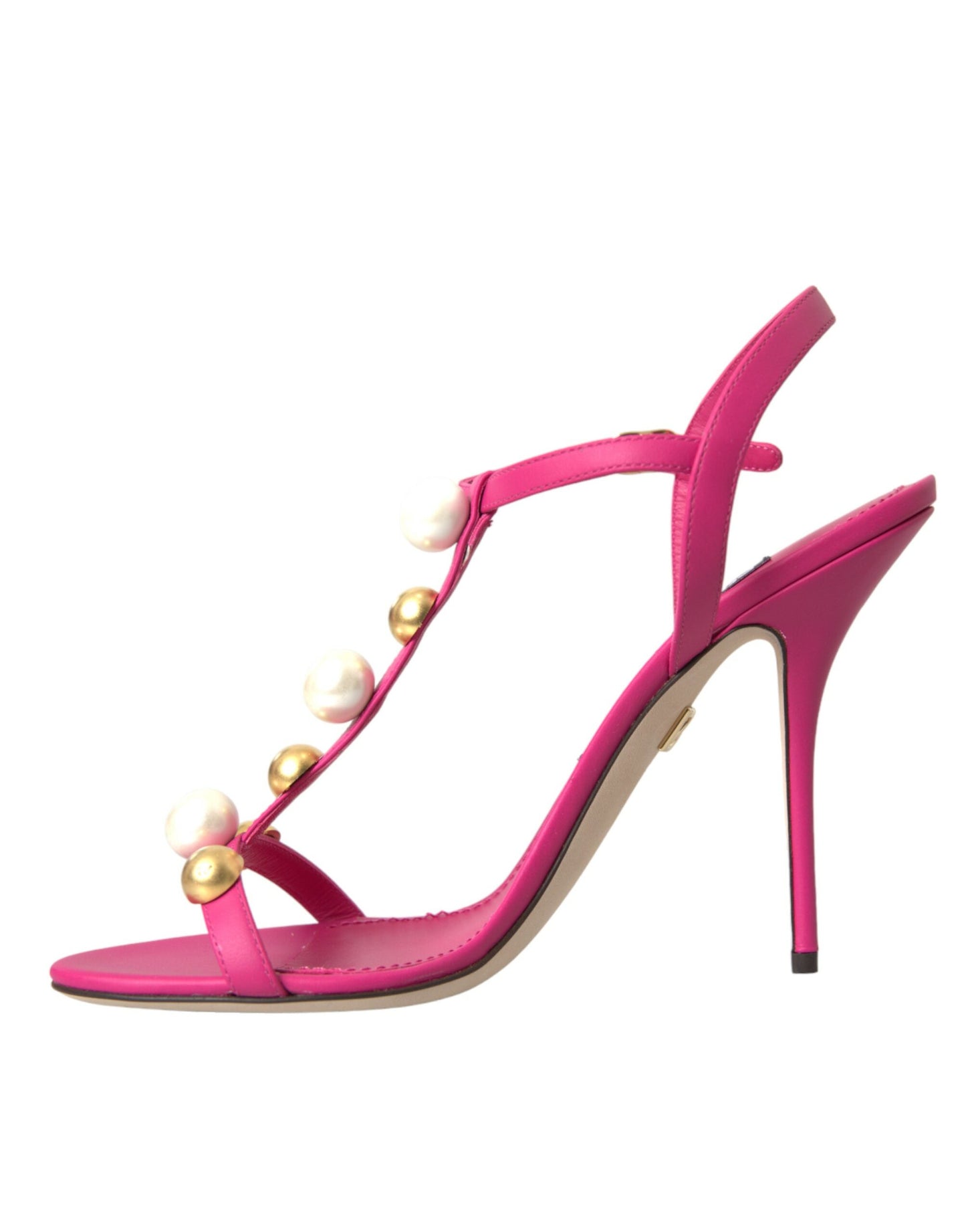 Dolce & Gabbana Pink Udsmykkede Lædersandaler Høje Hæle Sko
