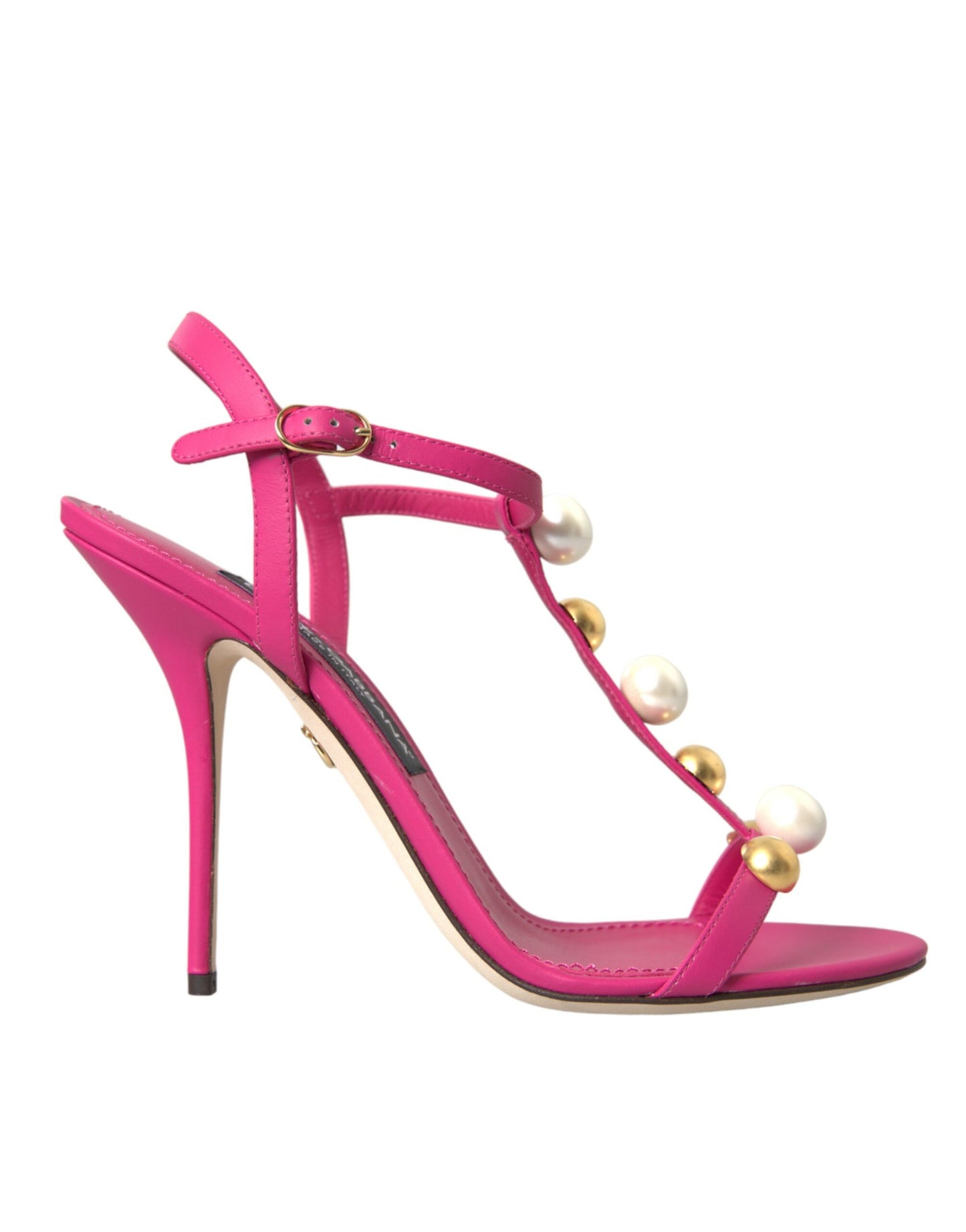 Dolce & Gabbana Pink Udsmykkede Lædersandaler Høje Hæle Sko