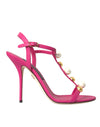 Dolce & Gabbana Pink Udsmykkede Lædersandaler Høje Hæle Sko