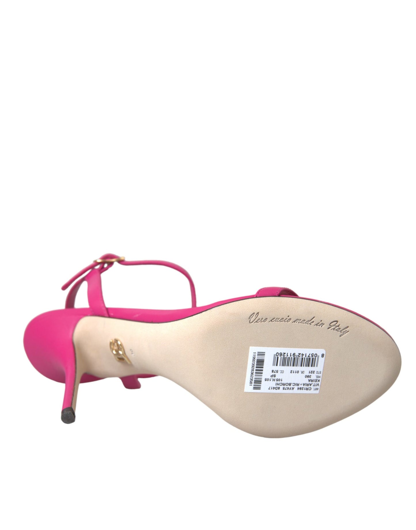 Dolce & Gabbana Pink Udsmykkede Lædersandaler Høje Hæle Sko