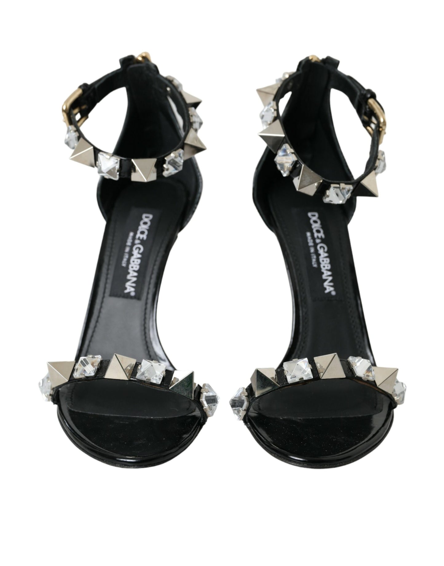 Dolce & Gabbana Sorte Krystaller Sandaler Ankelrem Sko