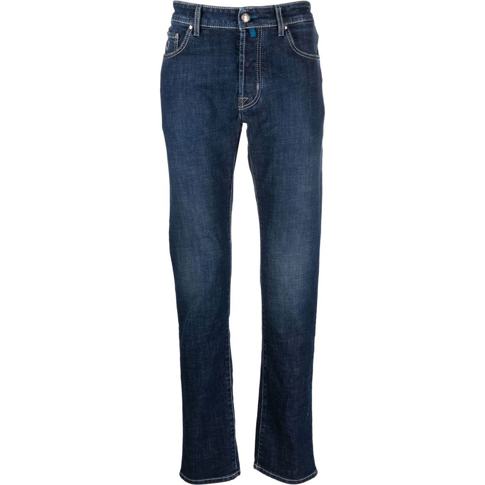 Jacob Cohen Eksklusive Indigo Straight Leg Jeans med Bandana-detalje