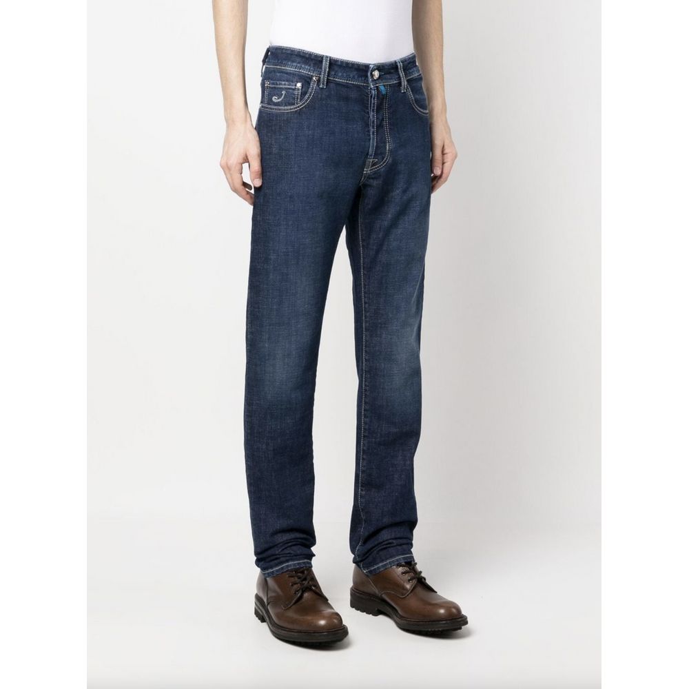 Jacob Cohen Eksklusive Indigo Straight Leg Jeans med Bandana-detalje