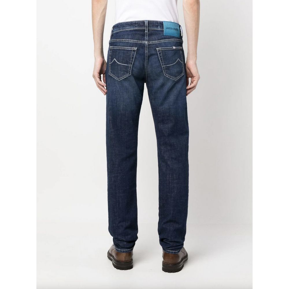 Jacob Cohen Eksklusive Indigo Straight Leg Jeans med Bandana-detalje