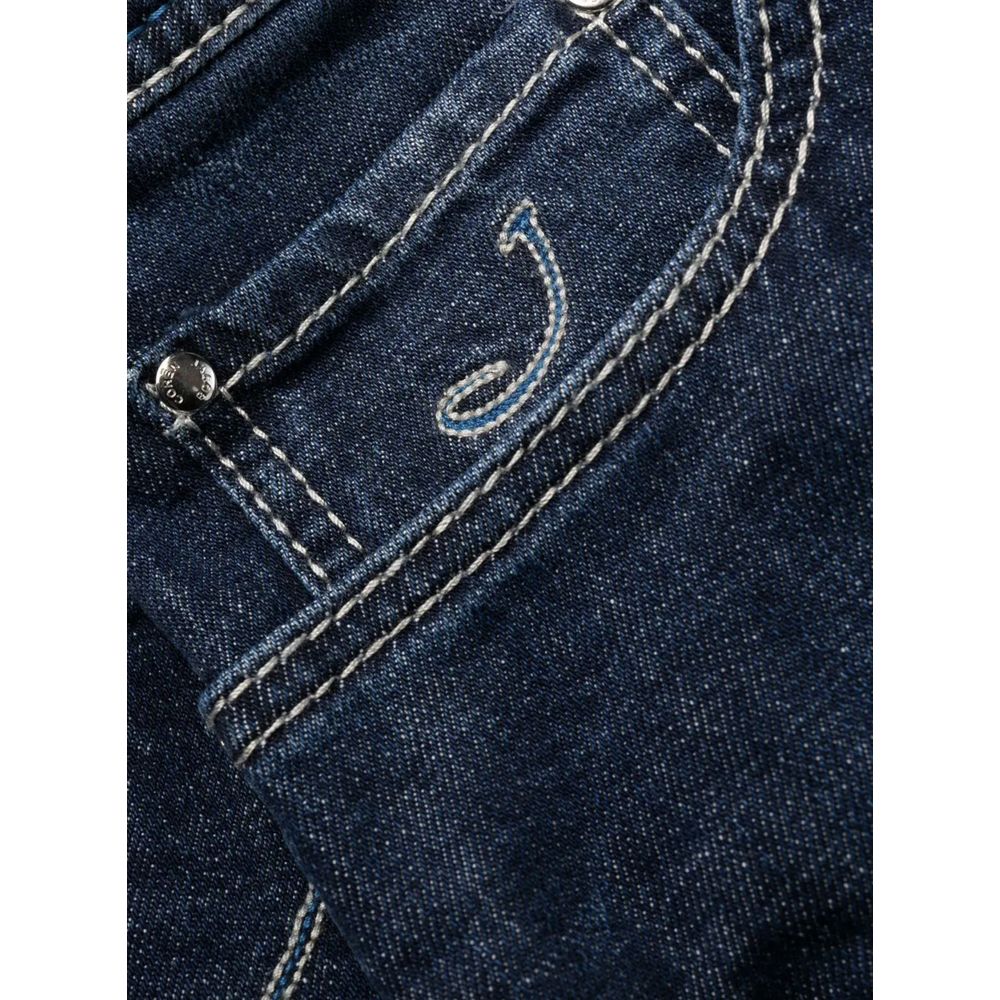 Jacob Cohen Eksklusive Indigo Straight Leg Jeans med Bandana-detalje
