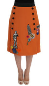 Dolce & Gabbana Udsmykket Uldnederdel i Vivid Orange
