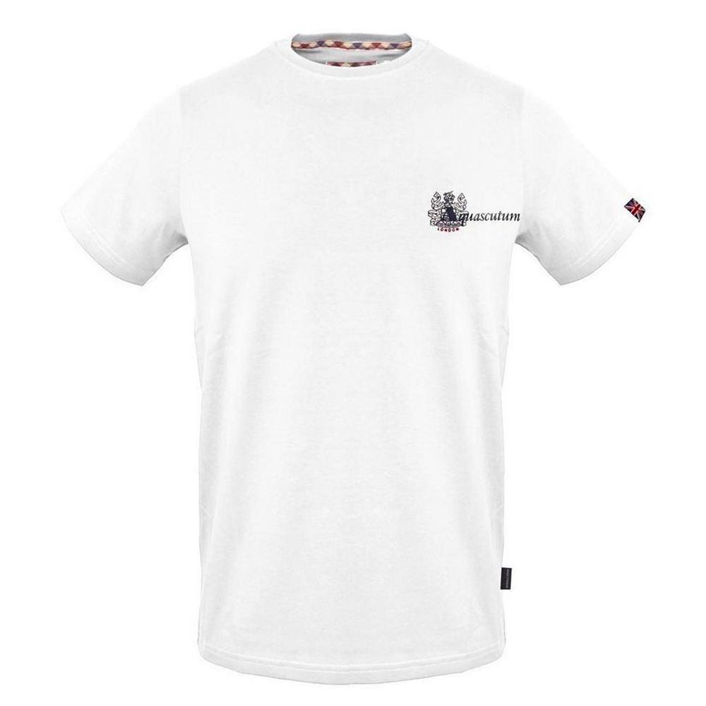 Aquascutum Hvid Bomulds T-shirt til Herrer