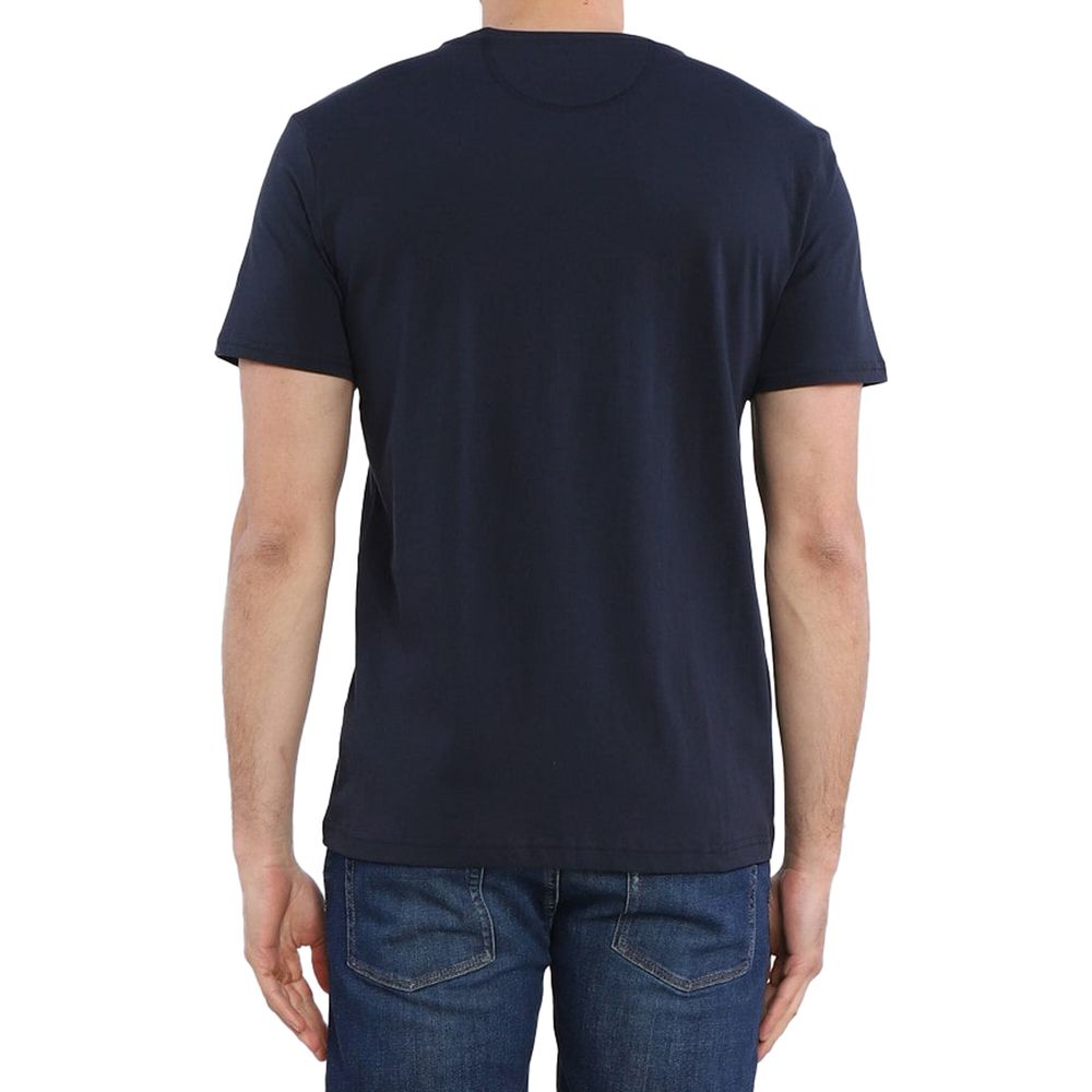 La Martina Rund Hals Grafisk Jersey T-shirt - Raffineret Blå Bomuld